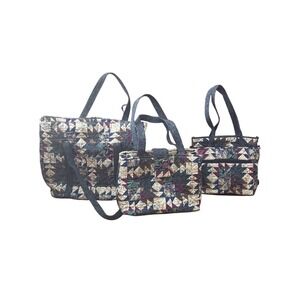 Quilted Patchwork Tote Bag Set 3 Piece Floral‎ Travel Shoulder Handbag Purse